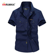 VINRUMIKA Big Size M-5XL 2020 Summer men's military casual brand army green shirt man 100% pure cotton khaki short sleeve shirts 2024 - buy cheap