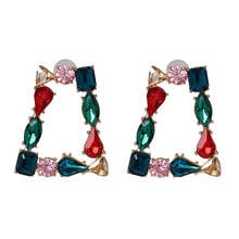 Shining Rhinestone Geometric Drop Earrings For Women Girls New Bijoux Square Dangle Earring Party Jewelry Gifts 2024 - buy cheap