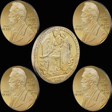 5pcs/lot Alfred Bernhard Nobel Gold Coin Collection Gift Souvenir Gold Plated Coins Art Metal 2024 - buy cheap