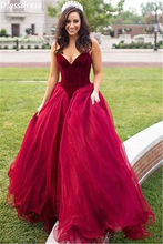 Сексуальное красное платье для выпускного вечера из тюля без бретелек с v-образным вырезом, простое Пышное Бальное Платье трапециевидной формы, вечерние платья для выпускного вечера 2024 - купить недорого