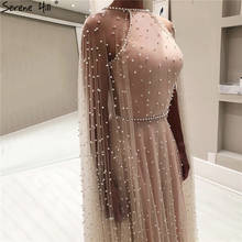 Latest Design Pink Backless Sexy Prom Dresses 2020 Pearls Sleeveless shawl Prom Gowns Serene Hill BLA60917 2024 - buy cheap