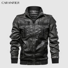 Мужские кожаные куртки CARANFIER, мотоциклетные куртки с воротником-стойкой и карманами на молнии, модные байкерские пальто из искусственной кожи американского размера, верхняя одежда 2024 - купить недорого