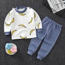 Conjunto de pijama para bebês, meninos e meninas, roupa de dormir com estampa de banana, conjuntos de roupas infantis de algodão, outono, 2020 2024 - compre barato