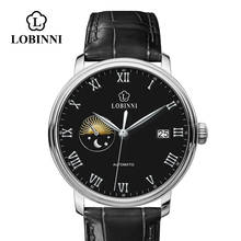 LOBINNI Switzerland Top Brand Japan Automatic Self-Wind Mechanical Movement Man Wristwatch Genuine Leather Men Watch Moon Phase 2024 - buy cheap
