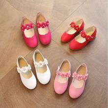 JY Children girls pure color pu shoes casual bean princess flowers Shoes 5colors  K006  21-36 TX10 2024 - buy cheap