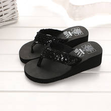 2020 New Women Slippers Summer Bohemia Beach Sandals Yellow Sequins Slippers Black Flip Flops For Women Platform Sandals Shoes 2024 - buy cheap