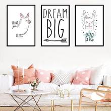 Cute Animal Dream Big Text Canvas Family Children's Room Decorative Hanging Painting Canvas Wall Art Posters and Prints Paris 2024 - buy cheap