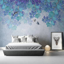 Milofi Custom 3D Wallpaper Mural Romantic Fresh Natural Blue Fantasy Leaves Forest Background Wall Decoration Painting Wallpaper 2024 - buy cheap