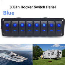 Panel de interruptor basculante para barco marino, interruptor de circuito con indicador LED azul, 8 entradas, 12V/24V, RV 2024 - compra barato