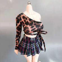 Top con estampado de leopardo para mujer, Top de encaje con hombro inclinado, modelo de accesorios para cuerpo de 12 pulgadas, a la moda, Sexy, a escala 1/6 2024 - compra barato