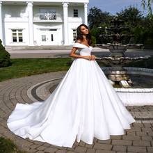 Женское атласное свадебное платье It's yiiya, белое элегантное ТРАПЕЦИЕВИДНОЕ ПЛАТЬЕ со шлейфом на лето 2019 2024 - купить недорого