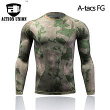 Camiseta deportiva de compresión táctica de manga larga Top jungla desierto ajustado de camuflaje-Fit de secado rápido de operaciones de campo a-tacs FG 2024 - compra barato