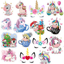 Cartoon Unicorn Heat Vinyl Transfer For Clothing Iron On Transfers For Clothes Animals Thermal Stickers Applique For Diy T-shirt 2024 - buy cheap