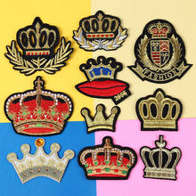 Gold Crown Morale Badge Embroidered Patches For Clothing DIY Stripes Applique Clothes Stickers Iron On Patches Badges Decoration 2024 - buy cheap