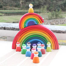 Nordic Educational Wooden stacking Toys Wood  Blocks Set Wooden Rainbow Blocks  Natural Craft Toys Kids Room Accessory Decor 2024 - buy cheap