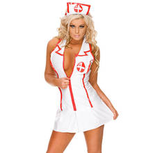 Sexy halloween branco médico enfermeira uniforme traje adulto roupa feminina cosplay vestido lingerie conjunto 2024 - compre barato