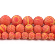 Natural Matte Stone Orange Yellow Malachite Round Loose Stone Bead for DIY Necklace Bracelet Jewelry Making Size 6 8 10 mm beads 2024 - buy cheap
