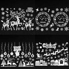 Pegatinas de Navidad de ventana de Papá Noel, pegatinas de pared decorativas de ciervo, decoración para el hogar, dormitorio, sala de estar, calcomanía blanca extraíble 2024 - compra barato