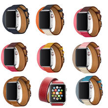 Serie 6/5/4/3/2/1 de cuero genuino extra largo doble recorrido correa de reloj Apple Watch banda 38 42 40mm 44mm correas para iwatch se 2024 - compra barato