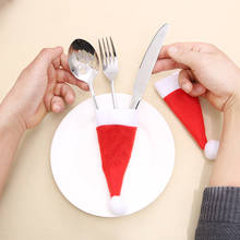 1/10/20Pcs Mini Hats Christmas Decorative Tableware Fork Set Xmas Santa Hat Storage Tool Bottle Cover Christmas Decor Supplies 2024 - buy cheap