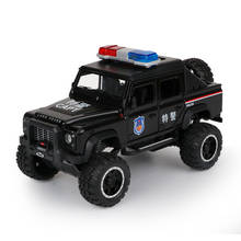 Coche de policía todoterreno de simulación defensor para niños, modelo de coche de policía de aleación, Policía Armada especial, regalo para niños, 1:32 2024 - compra barato