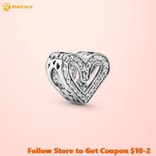 2020 Valentine's Day 100% S925 Silver Beads Sparkling Freehand Heart Charms fit Original Pandora Bracelets Women DIY Jewelry 2024 - buy cheap