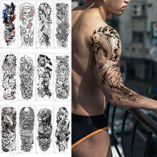 Waterproof Temporary Tatoo Sticker Large Arm Sleeve Flash Tattoo Lion Crown King Rose Wild Wolf Tiger Men Full Skull Totem Tatto 2024 - buy cheap