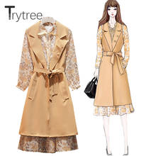 Trytree-Conjunto de ropa informal con estampado de lazo para mujer, vestido de corte en A + Chaleco con cuello vuelto y bolsillos, conjunto de 2 piezas para oficina, primavera y otoño, 2020 2024 - compra barato