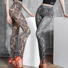 Pantalones de baile latino para mujer, Leggings ajustados de leopardo, ropa de práctica de Baile Estándar Nacional, pantalones de salón de Tango, 1726 2024 - compra barato