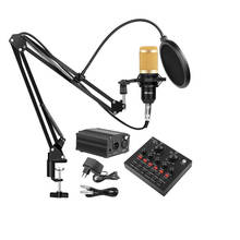 Kit de micrófono de condensador para estudio profesional, BM 800, grabación Vocal, Karaoke, con tarjeta de sonido, soporte de micrófono para PC y ordenador 2024 - compra barato