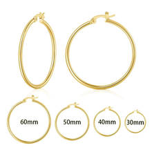 MxGxFam  34/5/6cm Yellow White Rose Gold Plated Smooth Circle Hoop Earrings For Women Fashion Jewelry all Size all Color 2024 - buy cheap