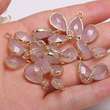 Colgante de cuarzo rosa facetado de piedra Natural con forma de gota de agua, exquisitos dijes para la fabricación de joyas Diy, pendientes, accesorios para collar 2024 - compra barato