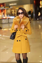 KMETRAM-abrigo de lana a la moda para mujer, chaqueta de invierno con cuello de piel sintética, gabardina larga de talla grande, B141 # 2024 - compra barato