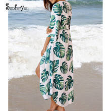 2021 vestido de praia longa saida da praia cobrir kaftan sarong vestido de praia swim wear cover up praia túnica 2024 - compre barato