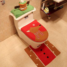 3Pcs Bathroom Mat Non-woven Anti-Slip Kitchen Bath Mat Carpet Washable Christmas Home Decoration Toilet Lid Cover Rug Floor Mat 2024 - buy cheap