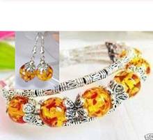 Free Shipping  Hot sale new Style >>>>Tibet handmade AMBER bracelet earrings set 2024 - buy cheap