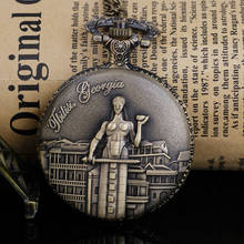 Relógio de bolso quartz gravado, design requintado, colar de bronze, pingente, relógio para homens e mulheres, presentes xh3056 2024 - compre barato