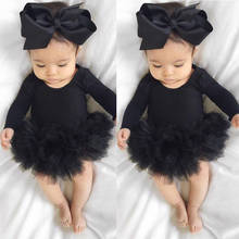 Newborn Baby Girl Tulle Tutu Romper Playsuit Dress Toddler Girls Long Sleeve Shirts Clothes Headband 2Pcs Kids Outfits Sets 2024 - buy cheap