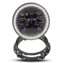 7 polegada 60w motocicleta redonda led farol com suporte de montagem anel titular adaptador preto para jeep wrangler jk 4x4 offroad 2024 - compre barato