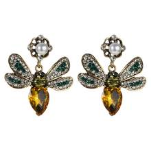 High Quality Crystal Bees Drop Dangle Earrings For Women Fashion Jewelry Novelty Design Statement Earrings Accessories Hot Sale 2024 - buy cheap