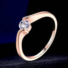 Обручальные кольца для женщин с фианитом и кристаллом цвета розового золота женское кольцо на палец Свадебные украшения с камнем ювелирные изделия R198 2024 - купить недорого