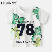 Lisunny-camiseta estampa infantil 1-6 anos, camiseta de algodão para meninos, estilo praia, gola redonda, manga curta, camiseta para crianças 2024 - compre barato