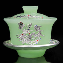 150ml gaiwan conjunto de chá jade porcelana chá tureen chinês kung fu teaware mestre taça criativa decoração artesanato presente aniversário copos 2024 - compre barato