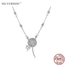 SILVERHOO-collar con colgante de diente de león para mujer, gargantilla de circonita brillante, joyería de plata de ley 925, regalo romántico 2024 - compra barato