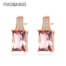 PAG&MAG Elegant Amethyst Square Stud Earrings Sterling Silver 925 Earrings For Women Charm Sparkling Earrings Jewelry SE0119 2024 - buy cheap