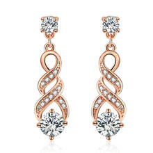 Fashion rose gold Austrian crystal zircon diamonds dangle drop earrings for women brincos jewelry bijoux party accessories gifts 2024 - buy cheap