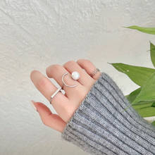 Темпераментное нишевое кольцо из трех частей, полукруглое кольцо с милым жемчугом, модное кольцо на указательный палец «одно слово» 2024 - купить недорого