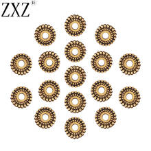 ZXZ-Cuentas espaciadoras de Metal para fabricación de joyas, 100mm, 7,5mm, engranaje de rueda de tono dorado antiguo, abalorios para pulsera DIY, agujero de 2mm 2024 - compra barato