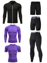 Conjunto de ropa deportiva de compresión para hombre, traje deportivo de secado rápido para correr, entrenamiento, gimnasio, medias de Fitness, 6 uds. 2024 - compra barato