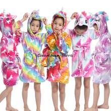 Nova flanela bebê menina macia quente inverno kigurumi unicórnio pijamas menina unicórnio roupão de banho roupão de princesa roupões de banho sleepwear 2024 - compre barato
